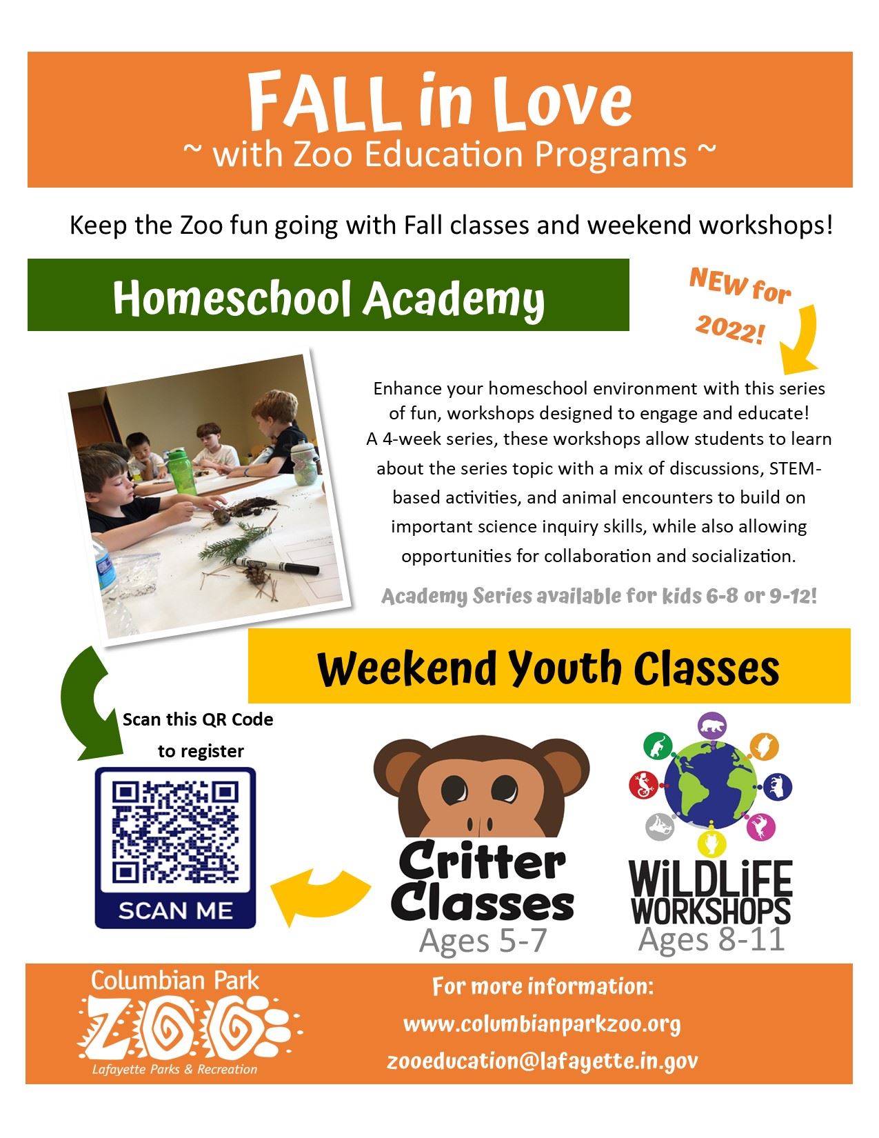 Fall programs 2022 flyer with QR code