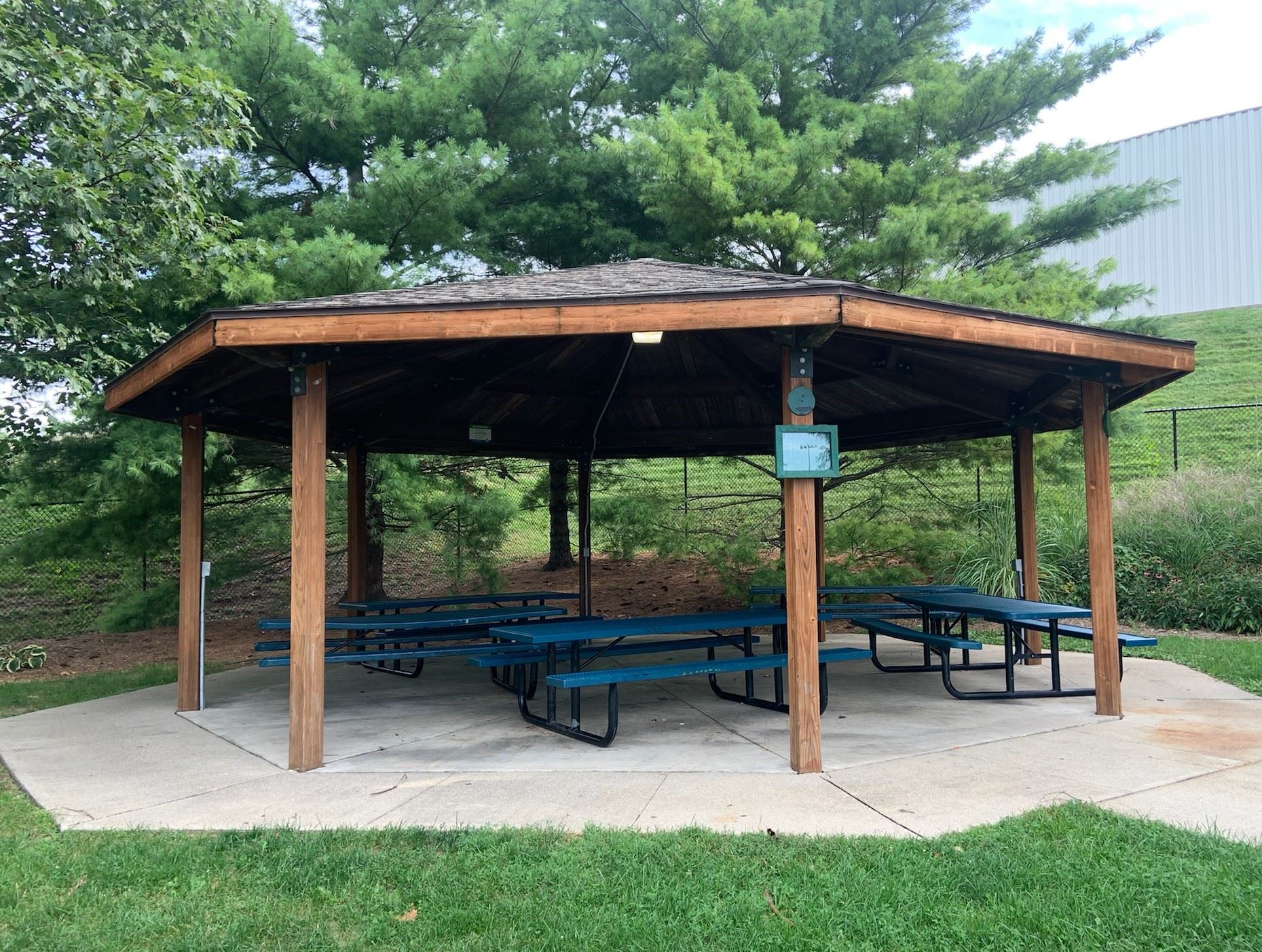 Green shelter close up