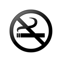 a cigarette being crossed out to symbolize a no smoking area