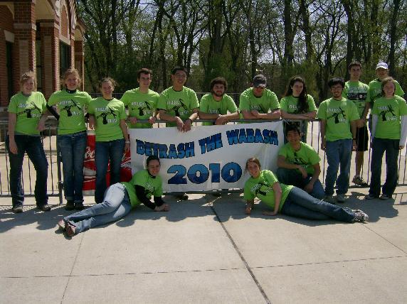 Team of Anti-Pollution Community Members Holding "Detrash the Wabash 2010" Sign