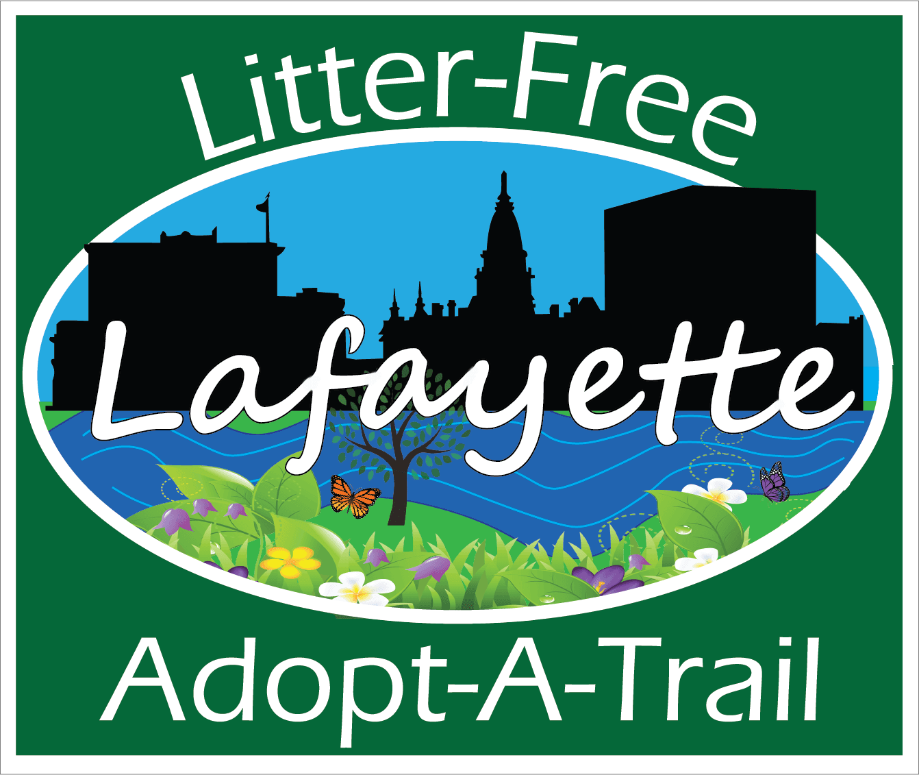 Litter Free Lafayette Adopt-A-Trail sign - Eras Medium ITC